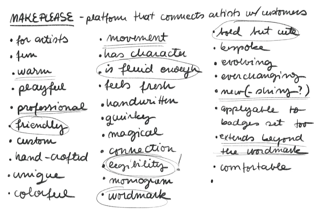 List keywords that define your business before logo sketching